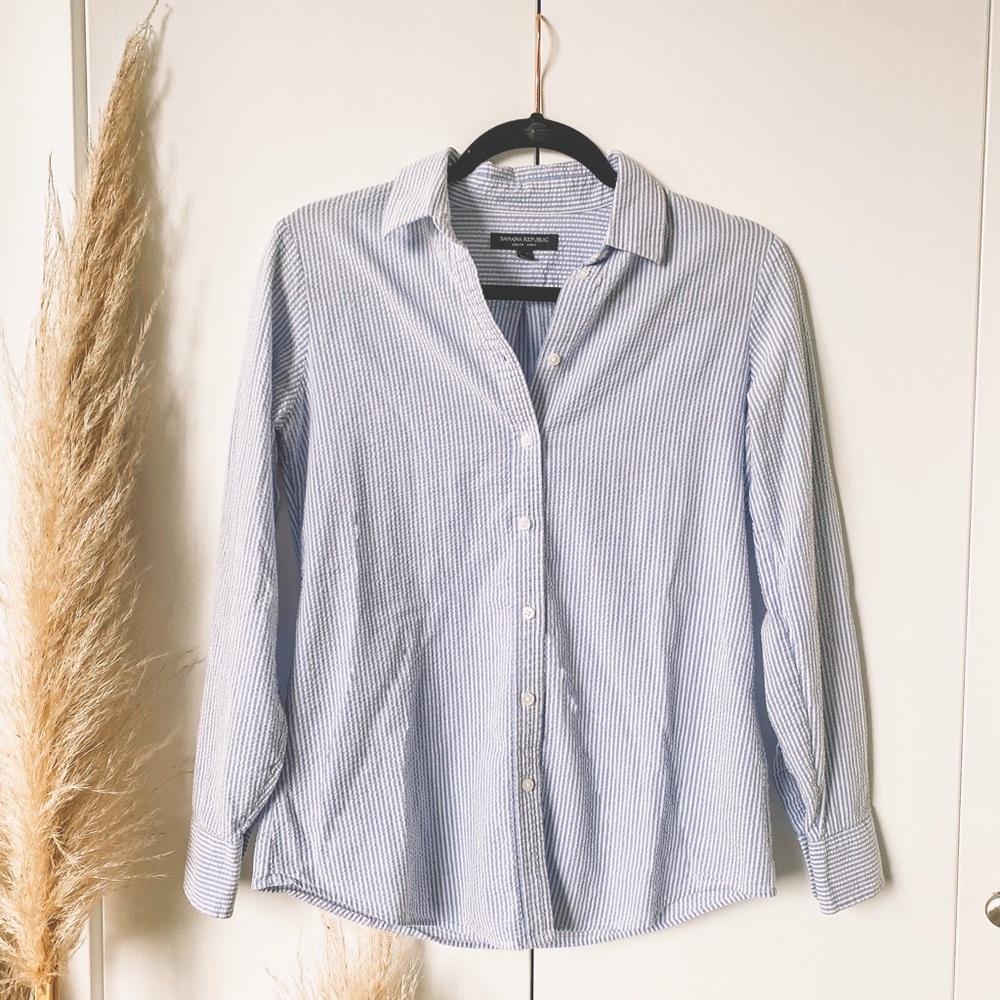 Banana Republic Dillon Seersucker Button Up Shirt Size XS